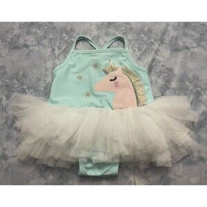 Mud Pie Aqua Unicorn Tutu Kids Swim One Piece